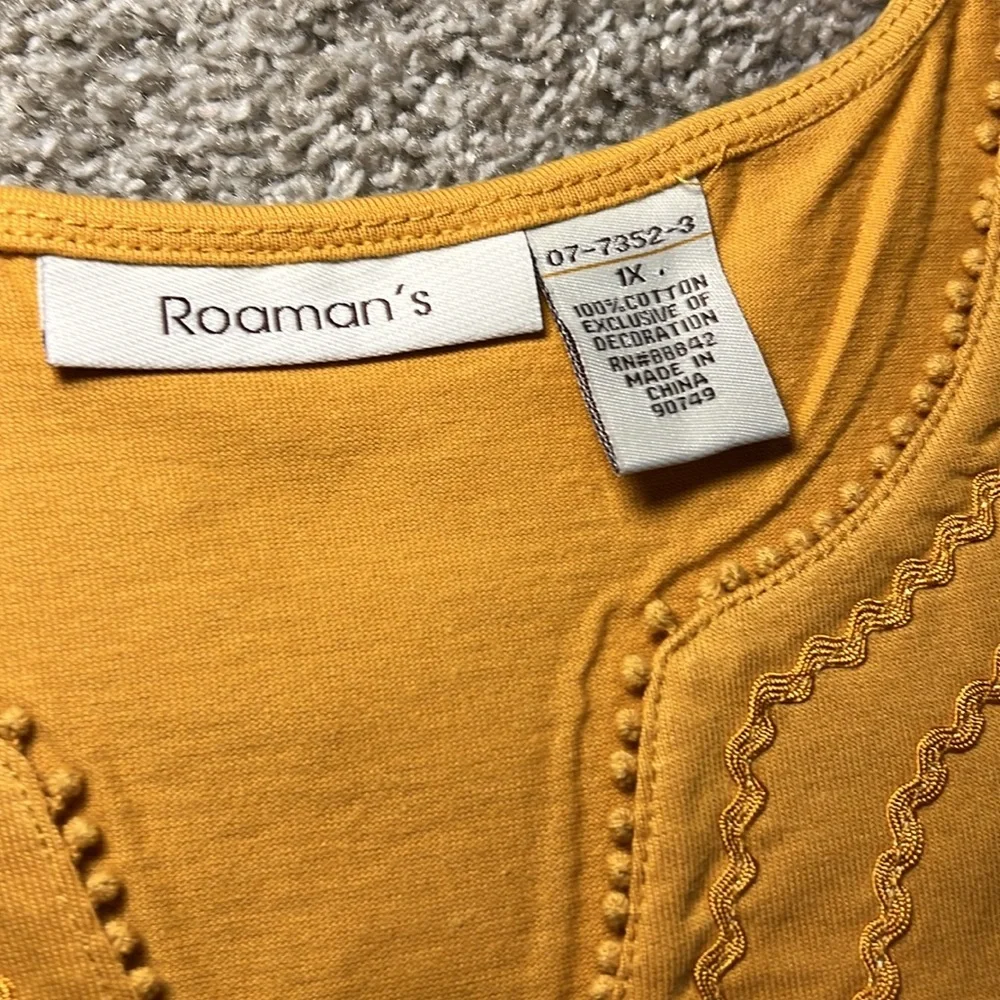 EUC Roaman’s Womans Plus Size Top‎ Shirt Gold Tassal Embroidered 1X Cotton Beach - Picture 4 of 16